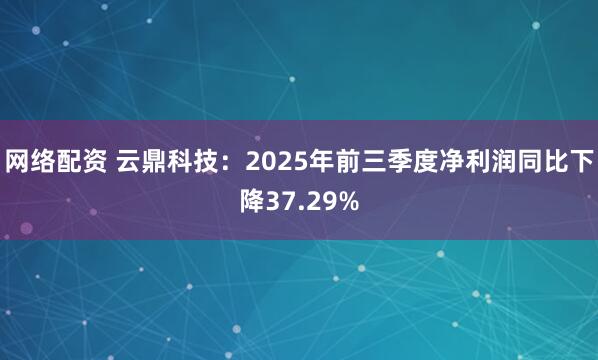 网络配资 云鼎科技：2025年前三季度净利润同比下降37.29%
