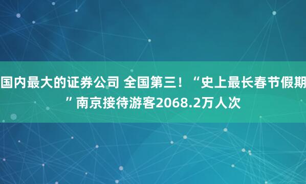 国内最大的证券公司 全国第三！“史上最长春节假期”南京接待游客2068.2万人次